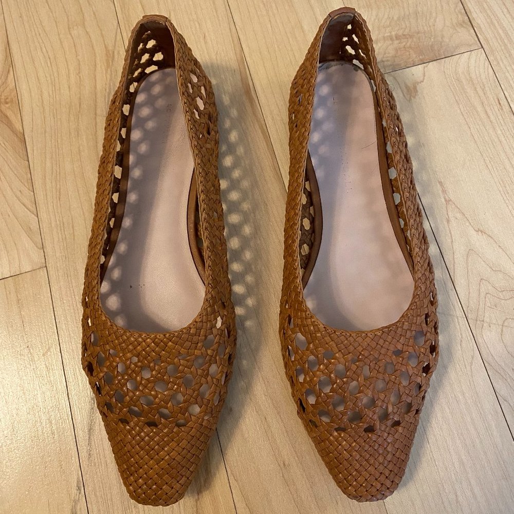 *CURRENT SEASON* Leather woven Loeffler Randall Ballet Flats (worn once)